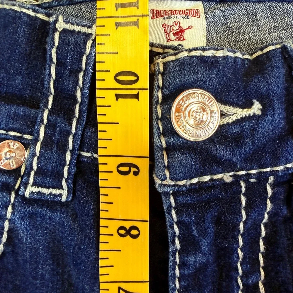 Men's True Religion Skinny No Flap Big T Indigo Jeans White Stitching Size 33